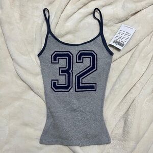 brandy melville ♡ skylar tank top grey navy blue number 32 y2k